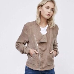 Blank NYC Beige Double Asymmetrical Zip Moto Outerwear Cupro Jacket Size Large